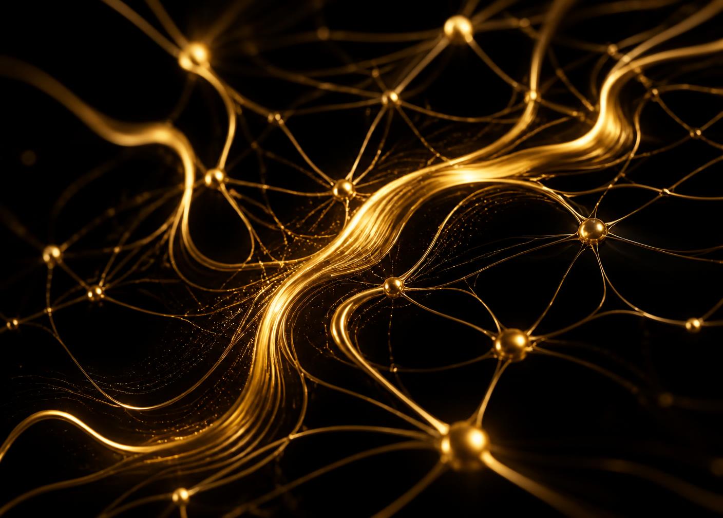 Red neuronal de oro líquido representando automatización con IA